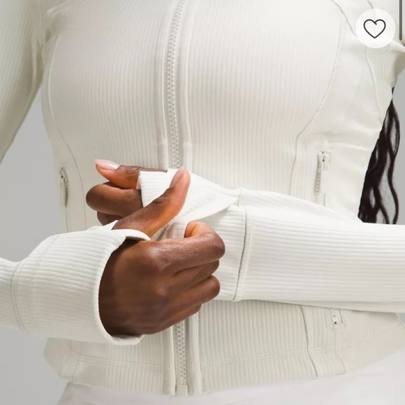 Lululemon Cropped Define Jacket zip up Ribbed Nulu Shine Off white 12 L - Picture 8 of 15